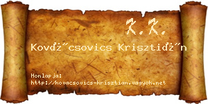 Kovácsovics Krisztián névjegykártya