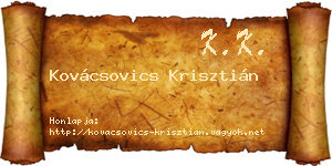 Kovácsovics Krisztián névjegykártya